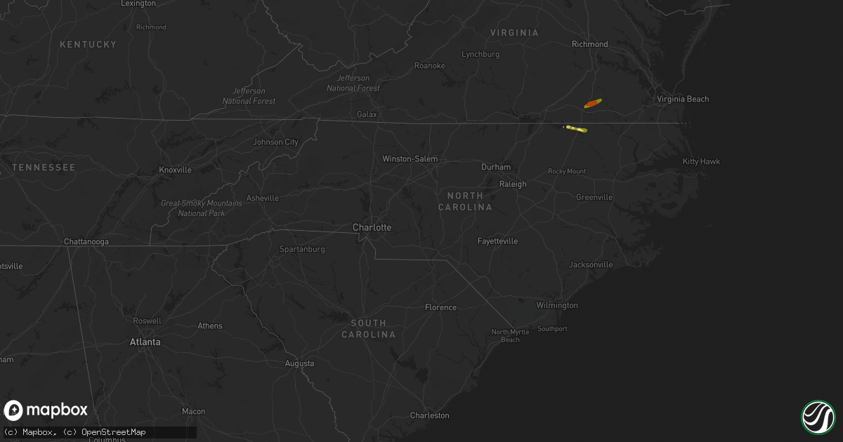 Hail map in North Carolina on May 12, 2015