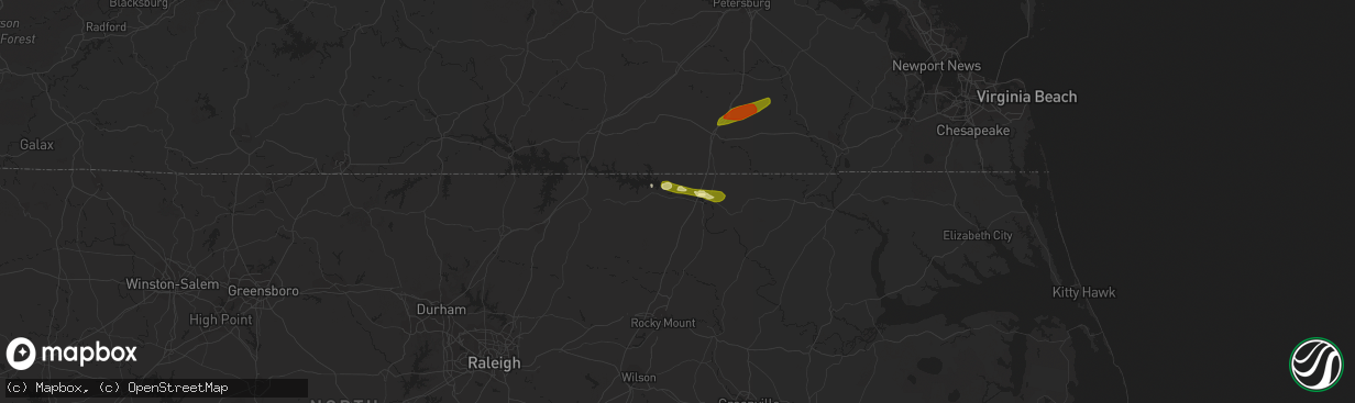 Hail map in Roanoke Rapids, NC on May 12, 2015