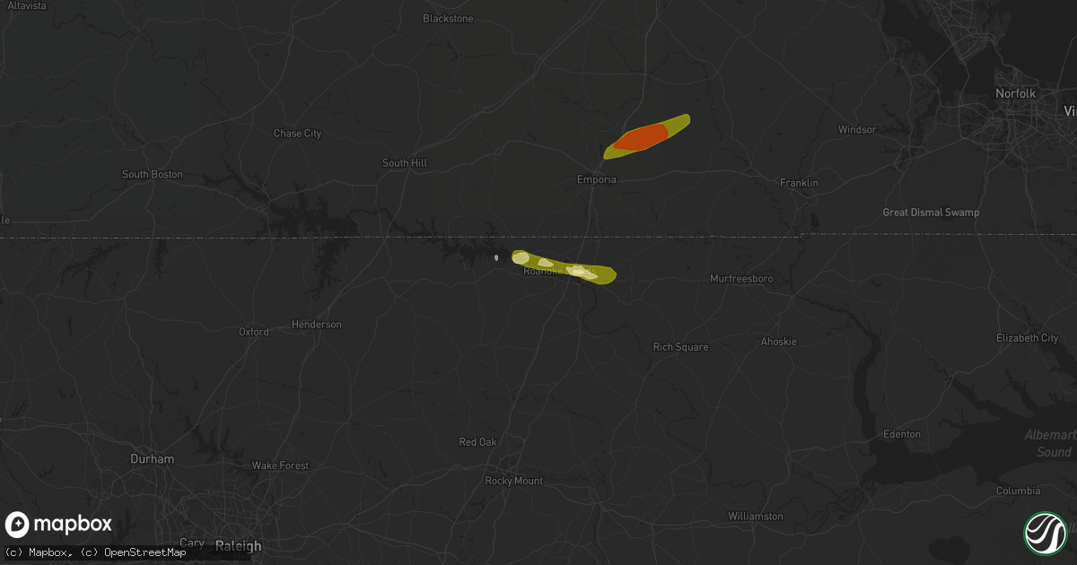 Hail map in Roanoke Rapids, NC on May 12, 2015