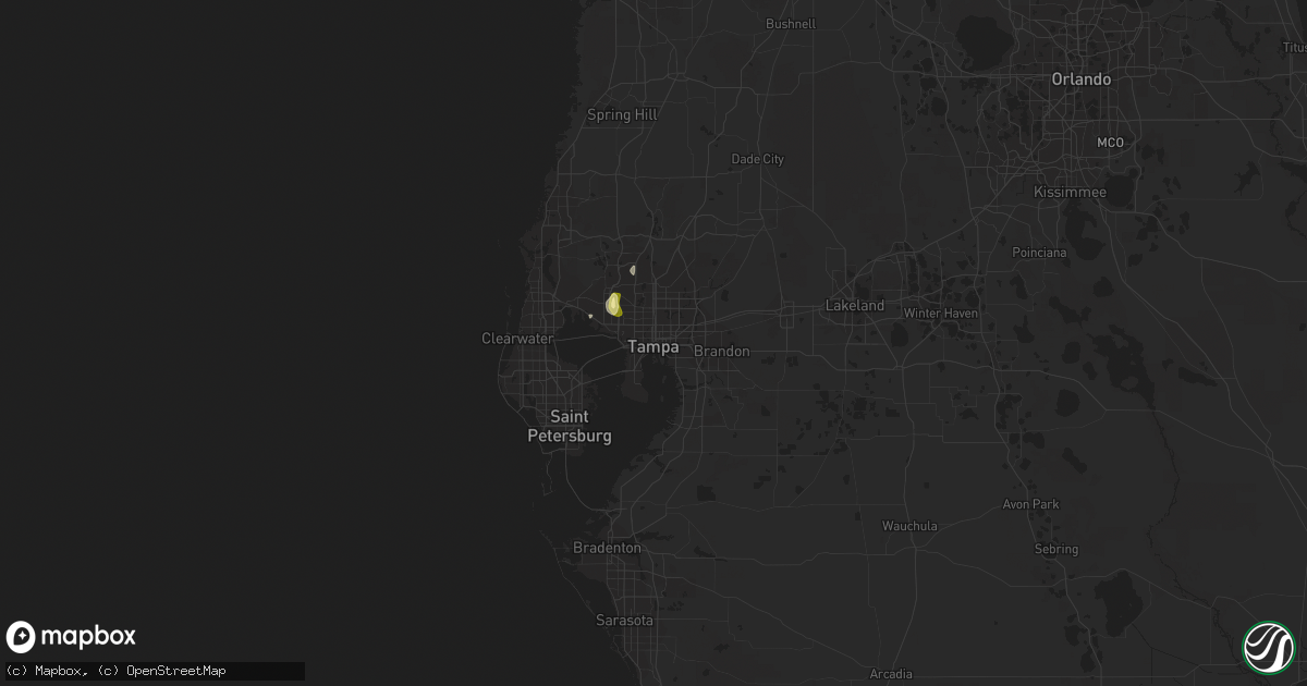 Hail map in Tampa, FL on May 12, 2015