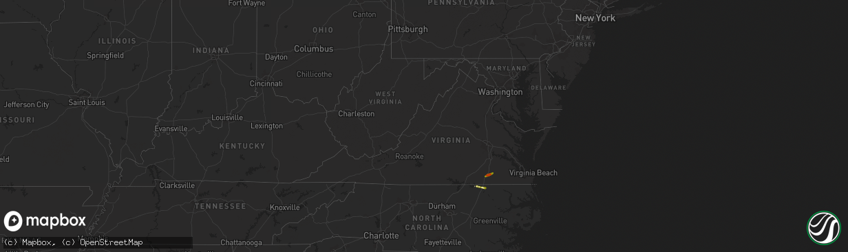 Hail map in Virginia on May 12, 2015