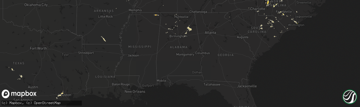 Hail map in Alabama on May 12, 2016