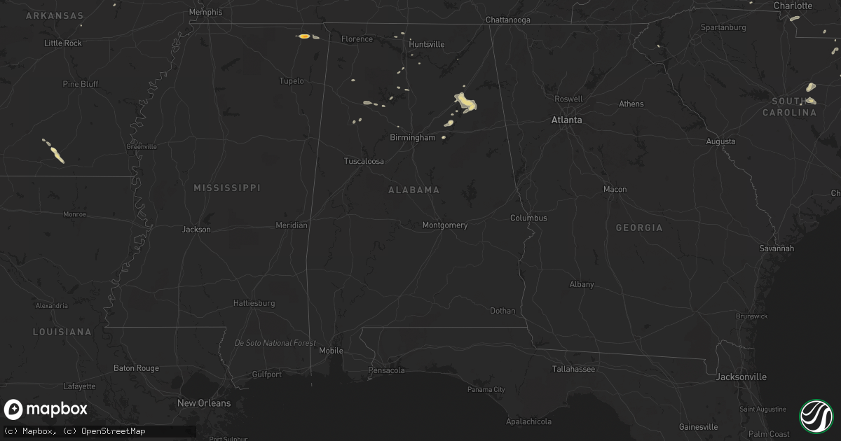 Hail map in Alabama on May 12, 2016