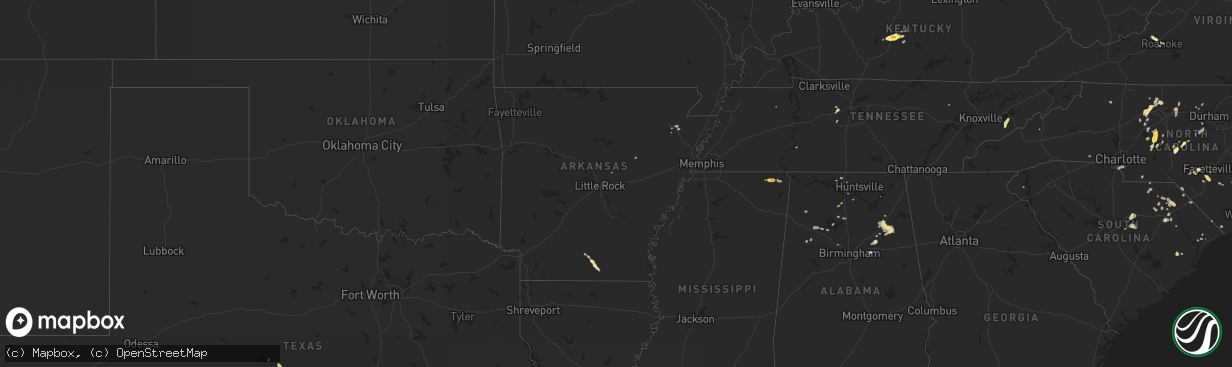 Hail map in Arkansas on May 12, 2016