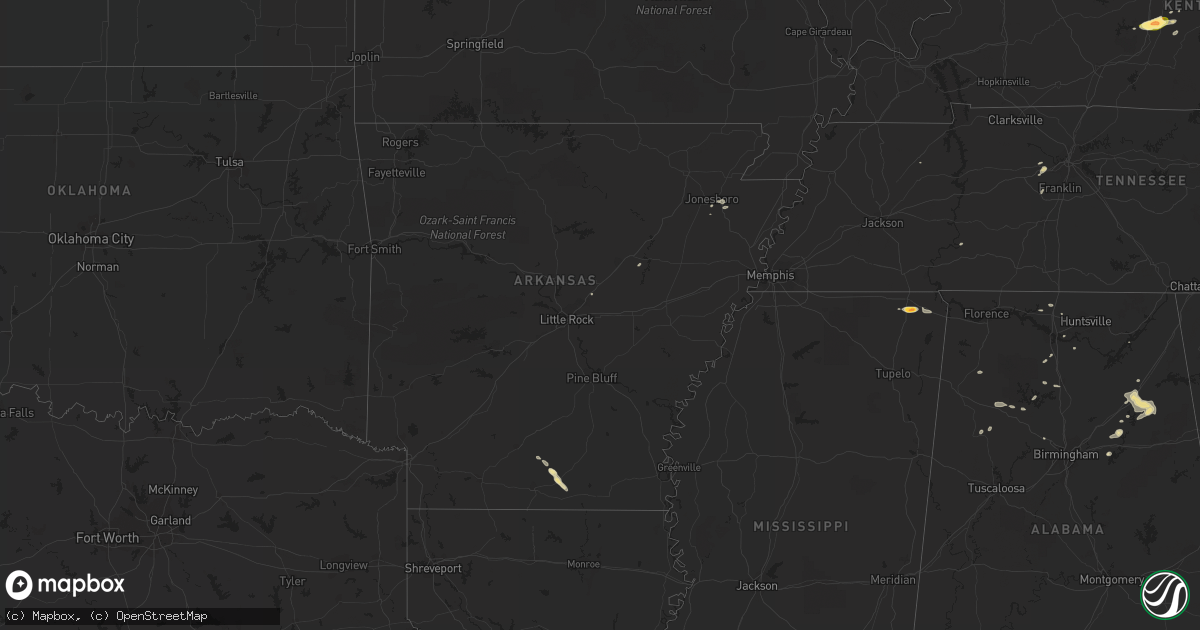 Hail map in Arkansas on May 12, 2016