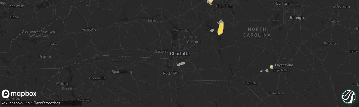 Hail map in Charlotte, NC on May 12, 2016