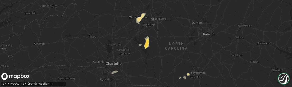 Hail map in Denton, NC on May 12, 2016