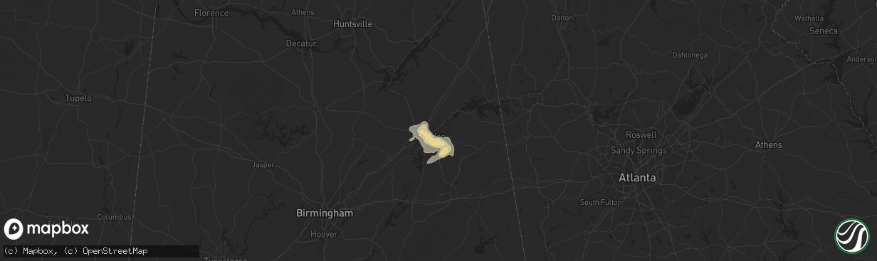 Hail map in Gadsden, AL on May 12, 2016