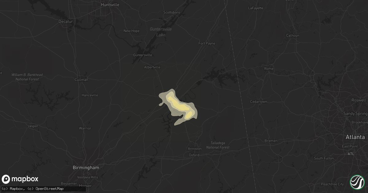 Hail map in Gadsden, AL on May 12, 2016