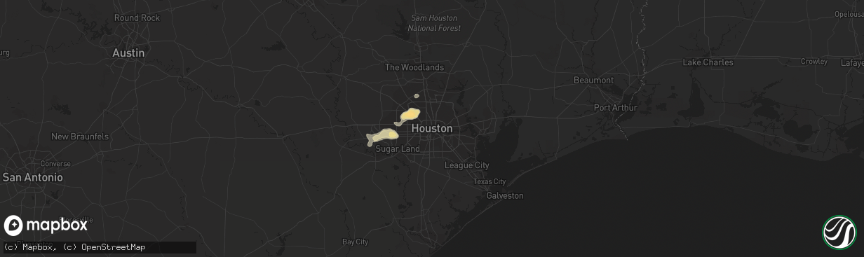 Hail map in Houston, TX on May 12, 2016