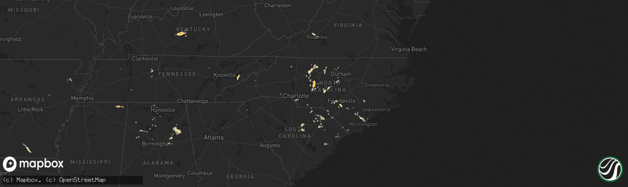 Hail map in North Carolina on May 12, 2016