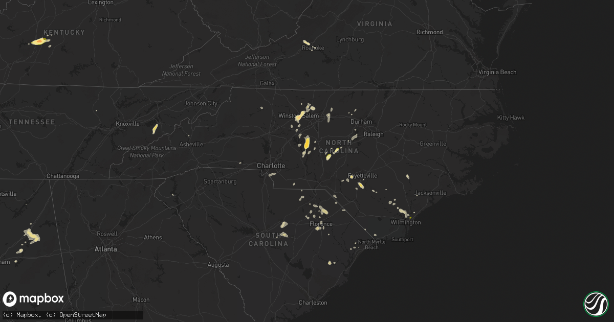 Hail map in North Carolina on May 12, 2016
