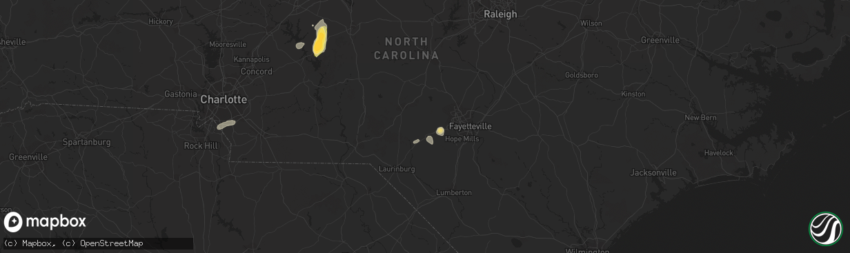 Hail map in Raeford, NC on May 12, 2016