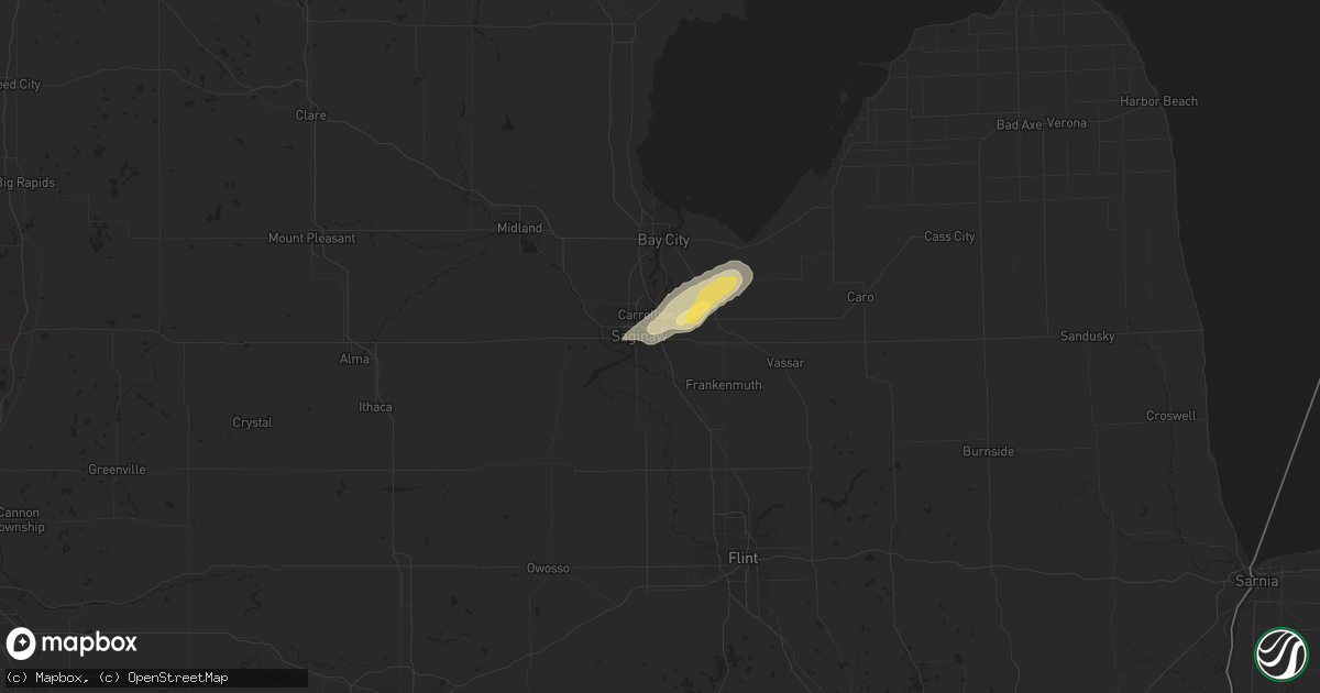 Hail map in Saginaw, MI on May 12, 2016