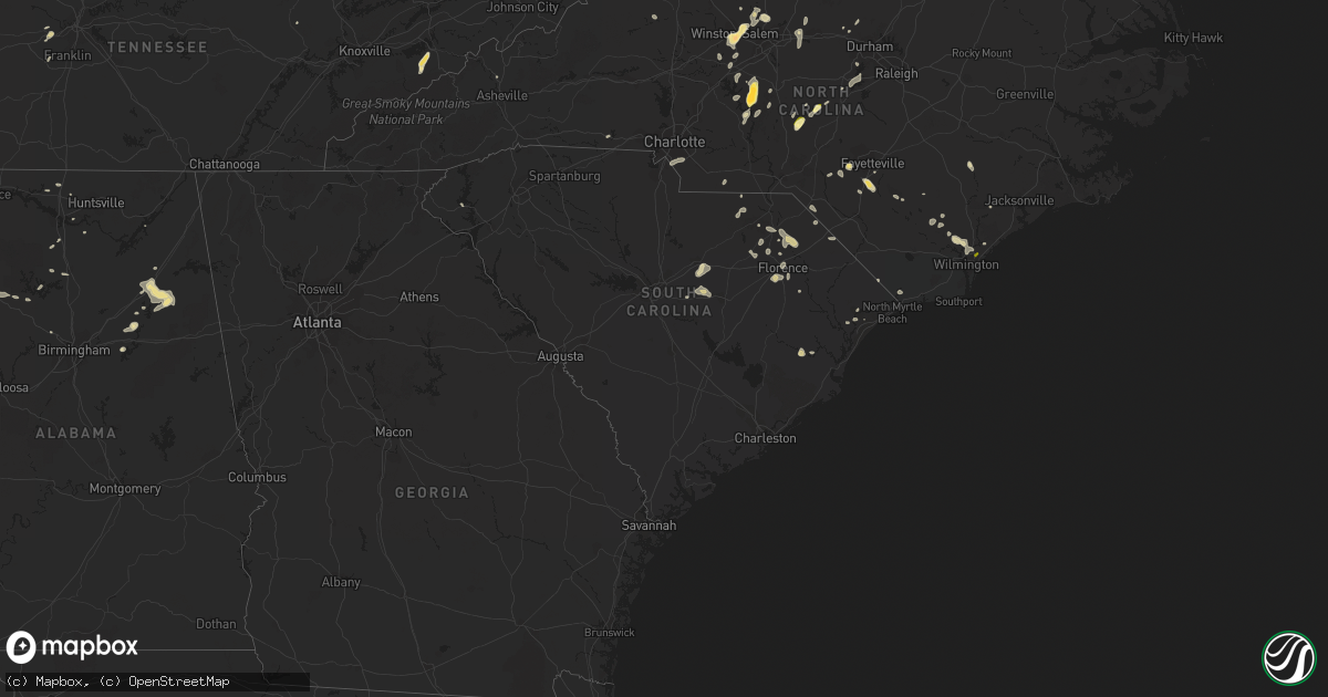 Hail map in South Carolina on May 12, 2016