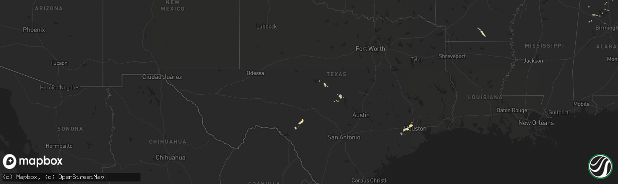 Hail map in Texas on May 12, 2016