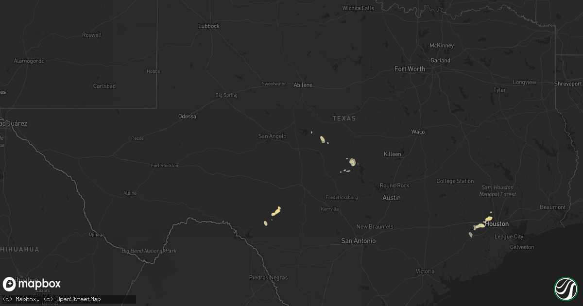 Hail map in Texas on May 12, 2016
