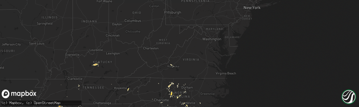 Hail map in Virginia on May 12, 2016