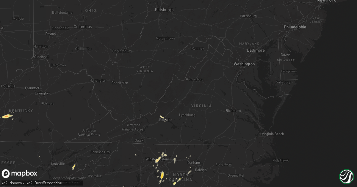 Hail map in Virginia on May 12, 2016