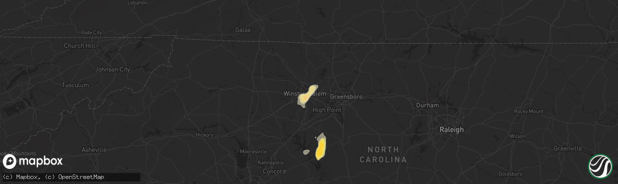 Hail map in Winston Salem, NC on May 12, 2016