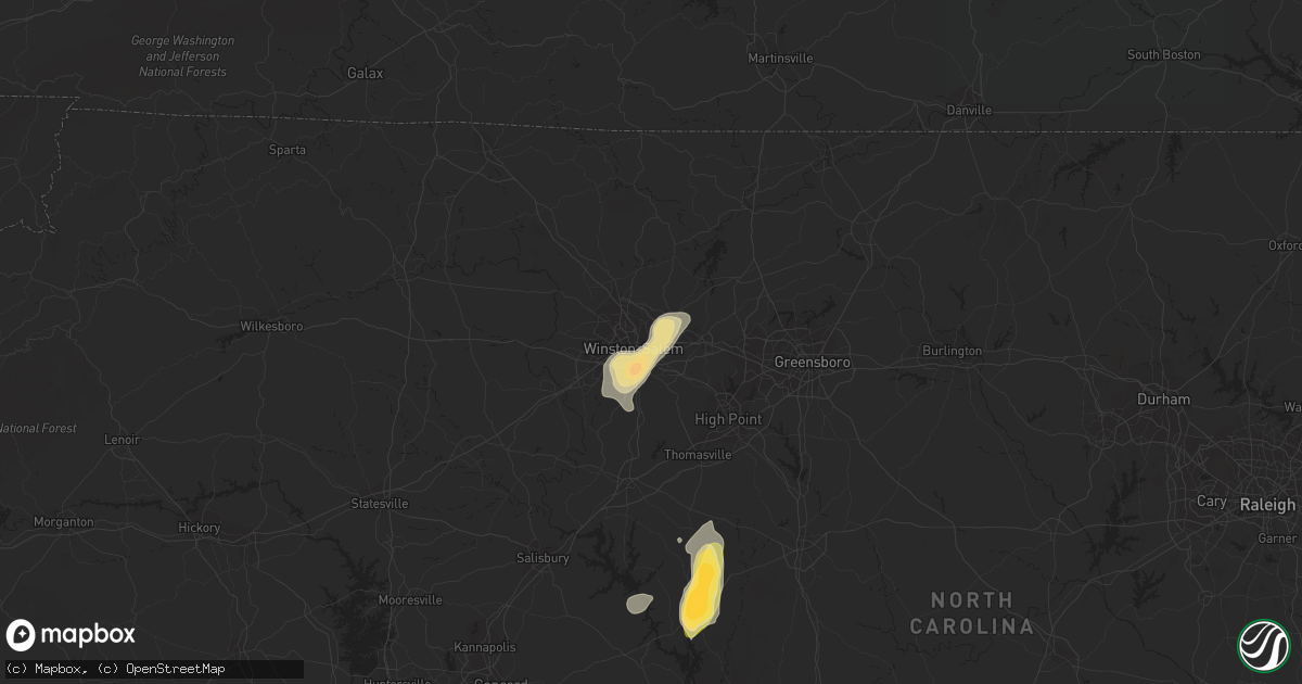 Hail map in Winston Salem, NC on May 12, 2016
