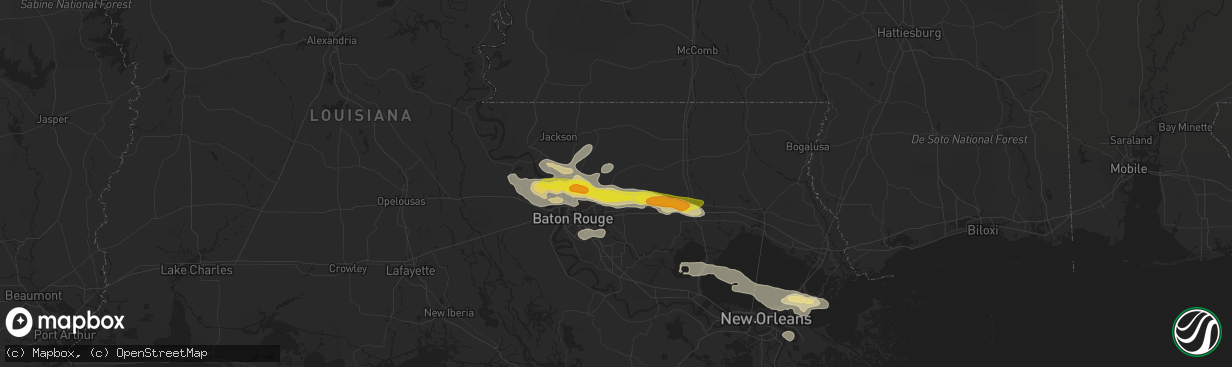 Hail map in Denham Springs, LA on May 12, 2017