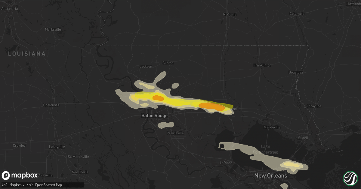 Hail map in Denham Springs, LA on May 12, 2017