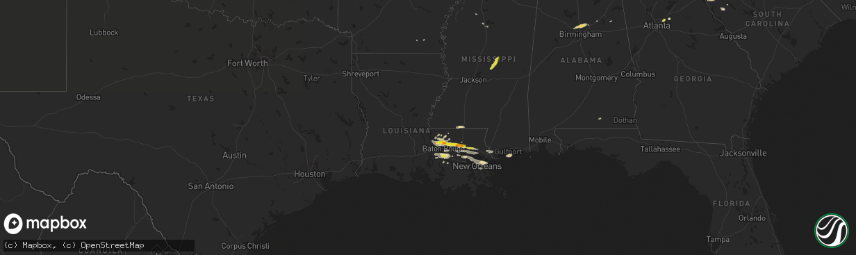 Hail map in Louisiana on May 12, 2017