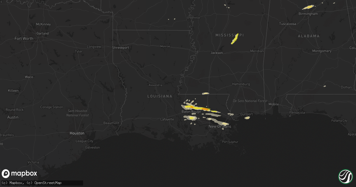 Hail map in Louisiana on May 12, 2017