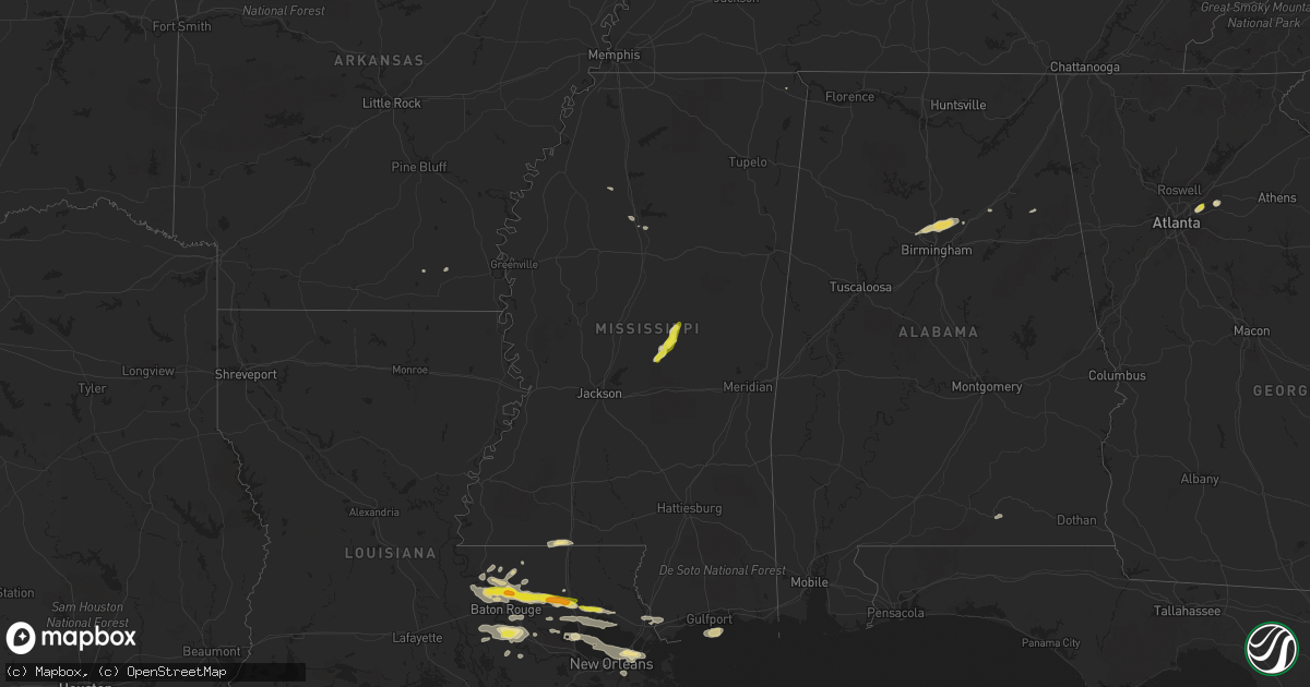 Hail map in Mississippi on May 12, 2017