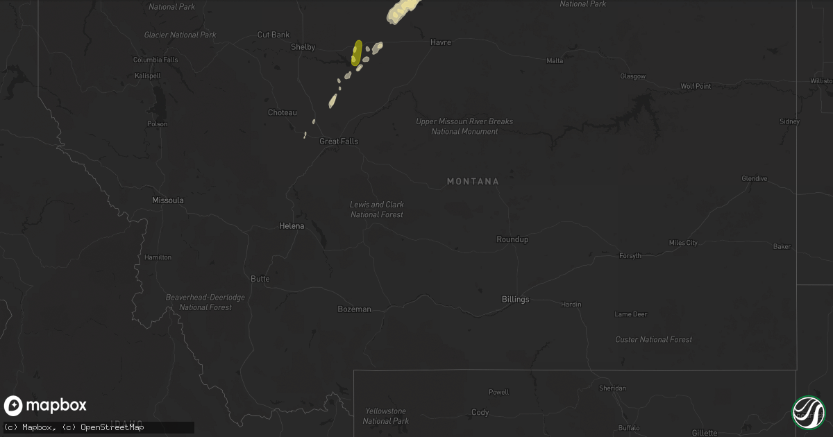 Hail map in Montana on May 12, 2017