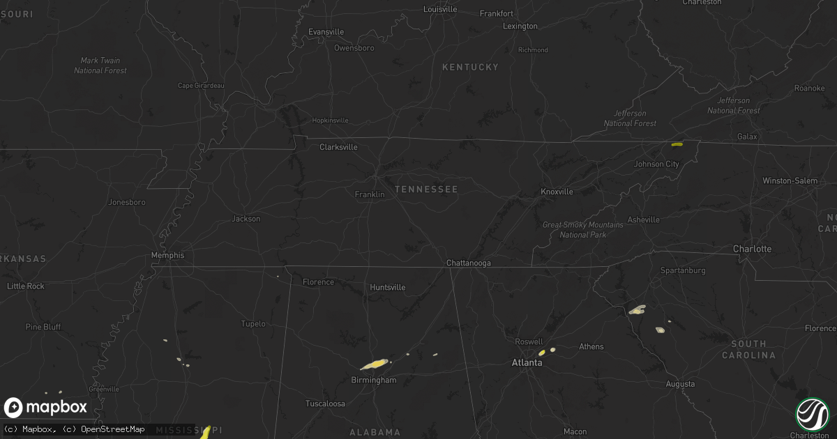 Hail map in Tennessee on May 12, 2017
