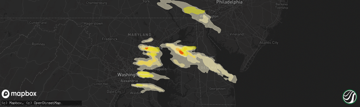 Hail map in Chestertown, MD on May 12, 2018