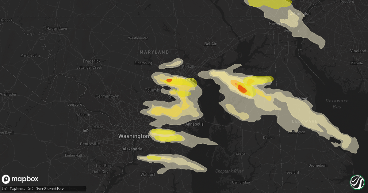 Hail map in Glen Burnie, MD on May 12, 2018