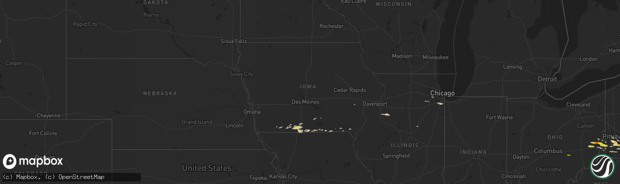 Hail map in Iowa on May 12, 2018