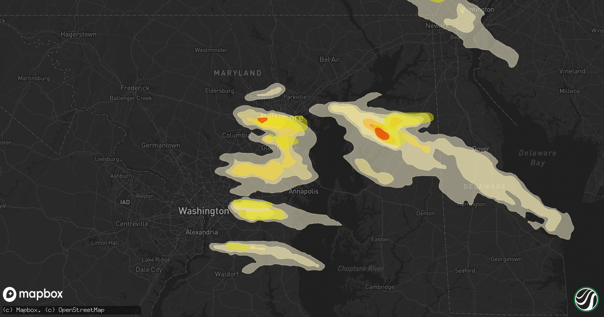 Hail map in Pasadena, MD on May 12, 2018