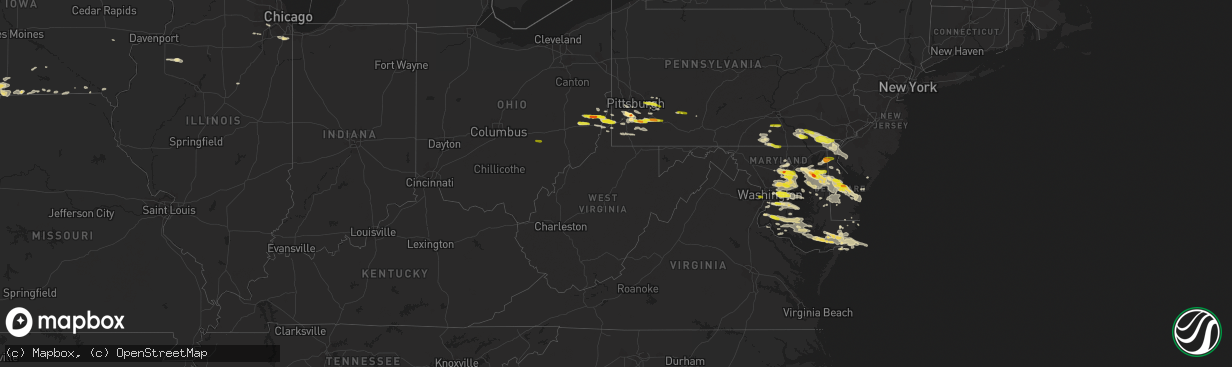 Hail map in West Virginia on May 12, 2018