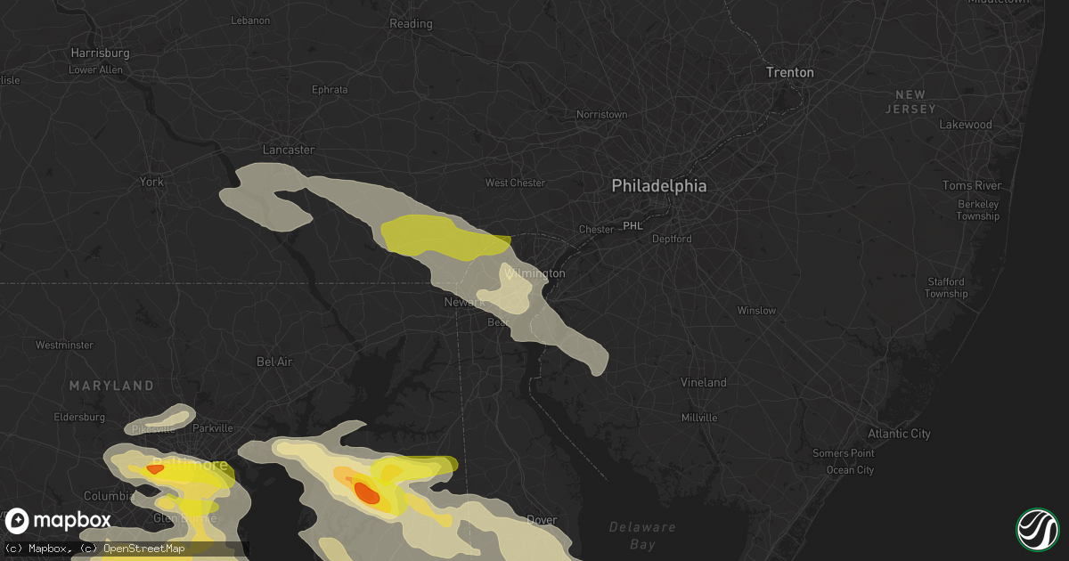 Hail map in Wilmington, DE on May 12, 2018