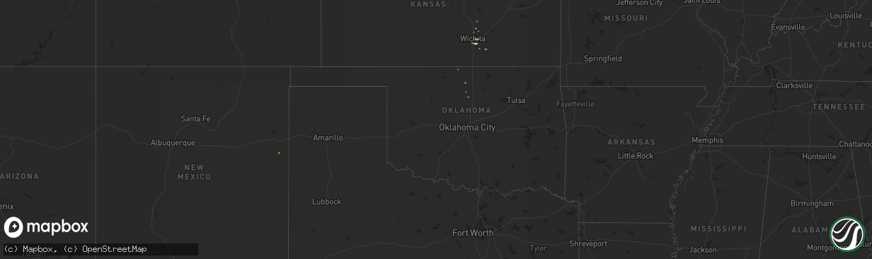 Hail map in Oklahoma on May 12, 2020