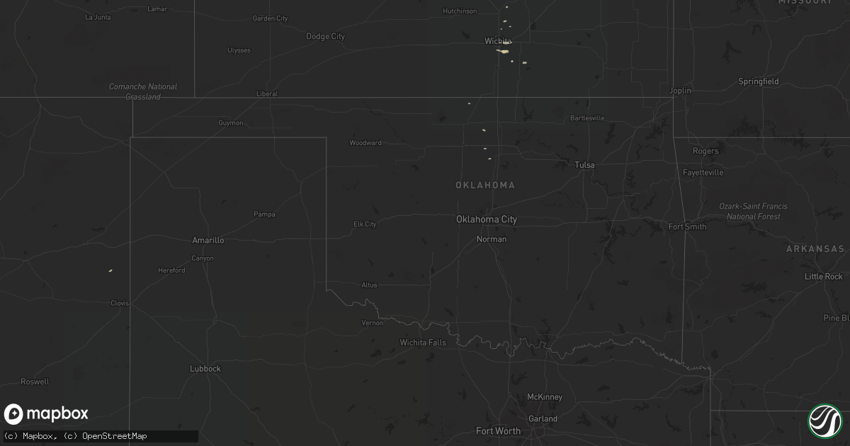 Hail map in Oklahoma on May 12, 2020