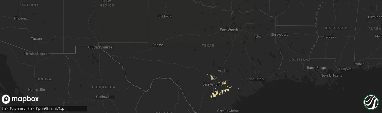 Hail map in Texas on May 12, 2020