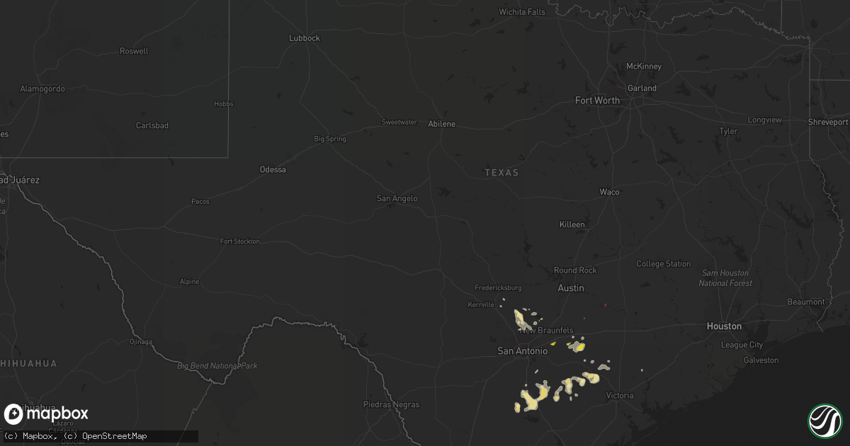 Hail map in Texas on May 12, 2020