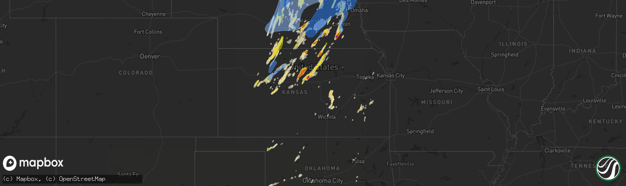 Hail map in Kansas on May 12, 2022