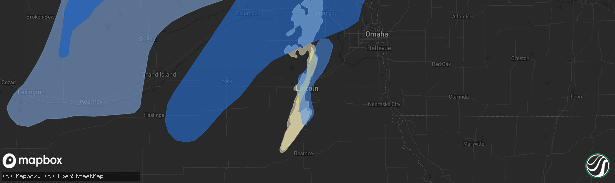 Hail map in Lincoln, NE on May 12, 2022