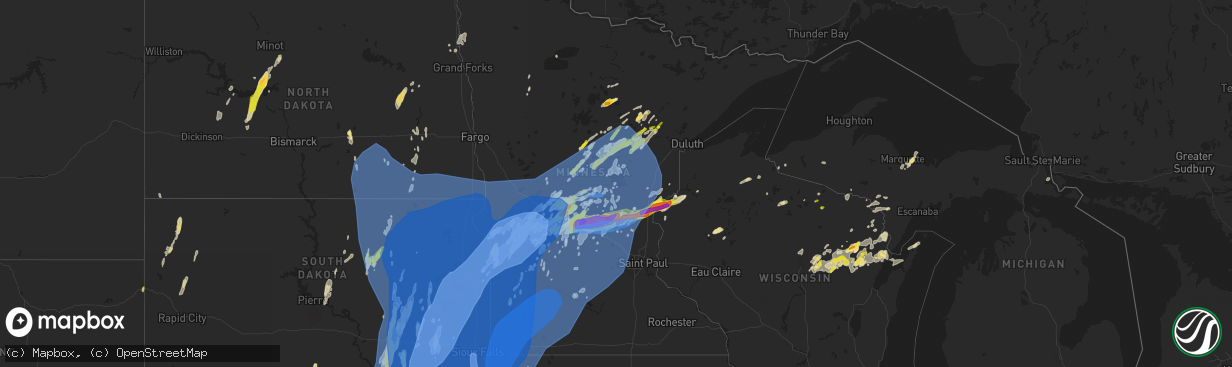 Hail map in Minnesota on May 12, 2022