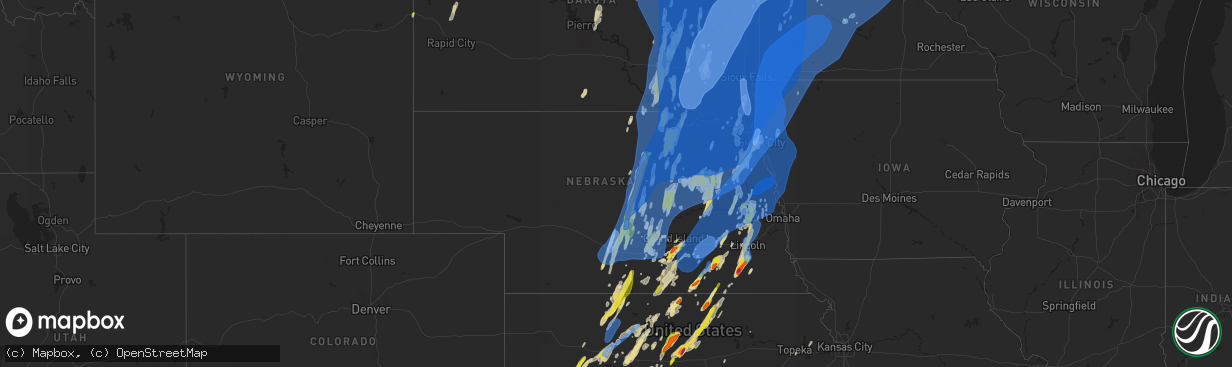 Hail map in Nebraska on May 12, 2022