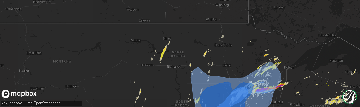 Hail map in North Dakota on May 12, 2022