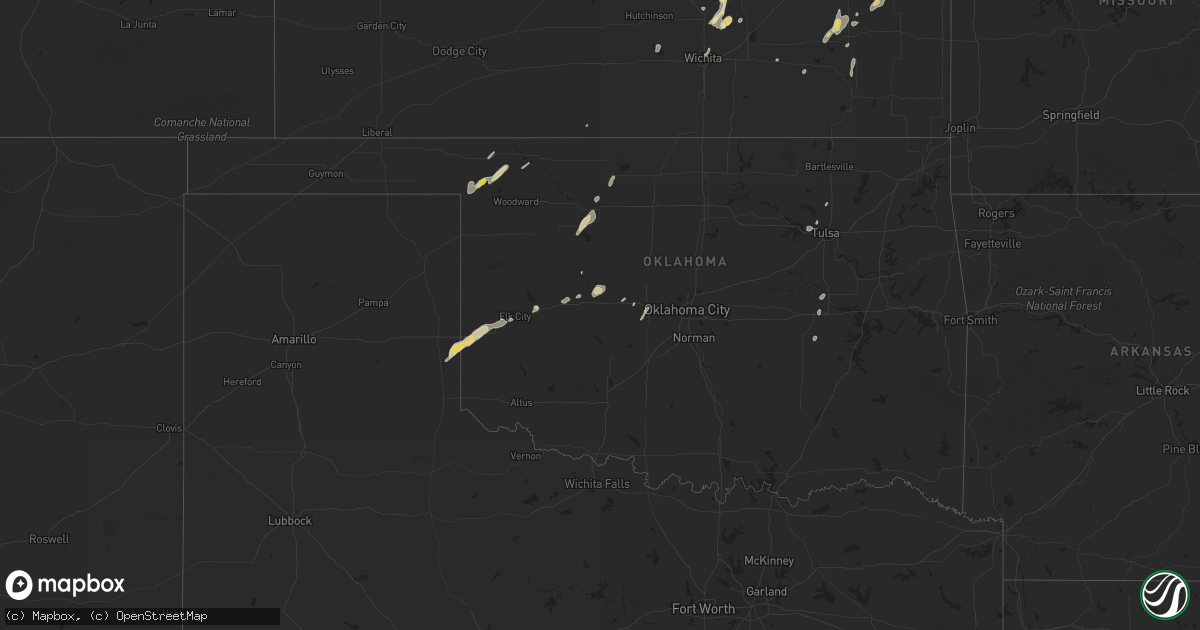Hail map in Oklahoma on May 12, 2022