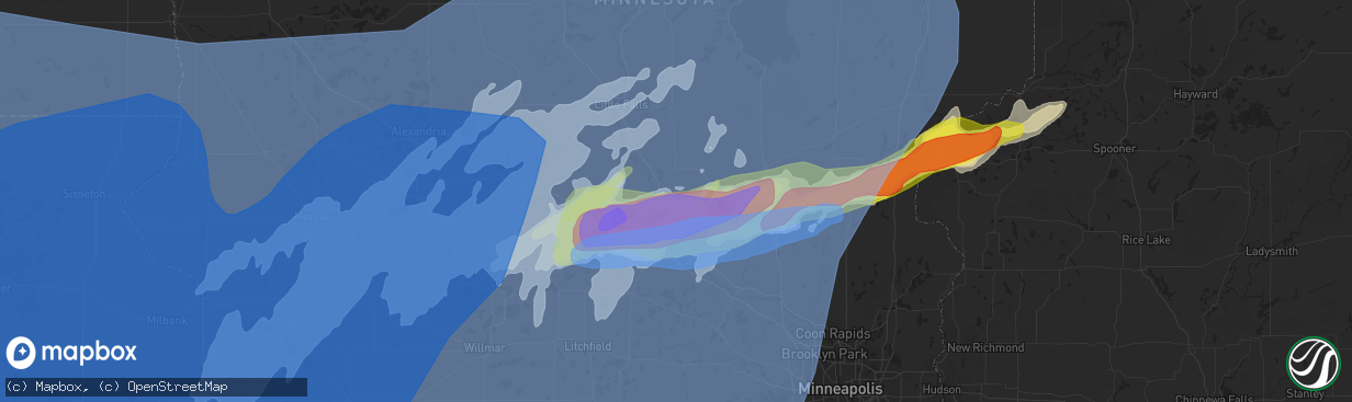 Hail map in Sauk Rapids, MN on May 12, 2022