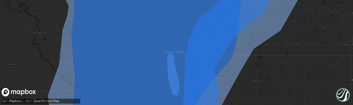 Hail map in Sioux Falls, SD on May 12, 2022